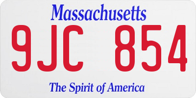 MA license plate 9JC854