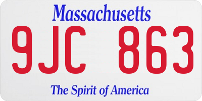 MA license plate 9JC863