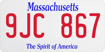 MA license plate 9JC867