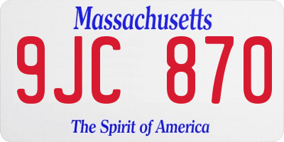 MA license plate 9JC870