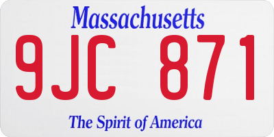 MA license plate 9JC871
