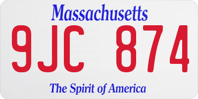 MA license plate 9JC874