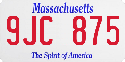 MA license plate 9JC875