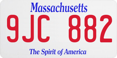 MA license plate 9JC882