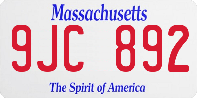 MA license plate 9JC892