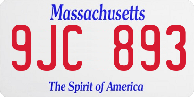 MA license plate 9JC893