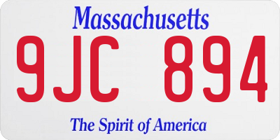 MA license plate 9JC894