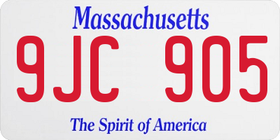 MA license plate 9JC905