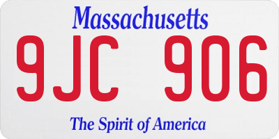 MA license plate 9JC906