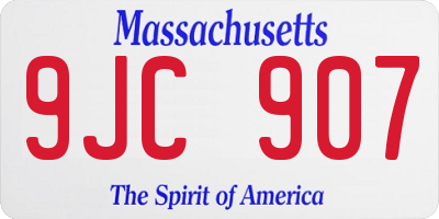 MA license plate 9JC907
