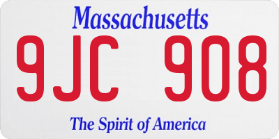 MA license plate 9JC908