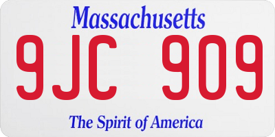 MA license plate 9JC909