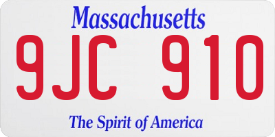 MA license plate 9JC910