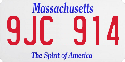 MA license plate 9JC914