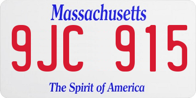 MA license plate 9JC915