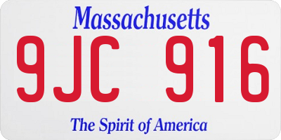 MA license plate 9JC916