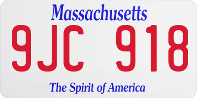 MA license plate 9JC918