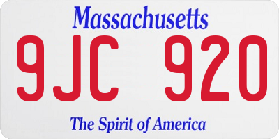 MA license plate 9JC920