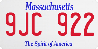 MA license plate 9JC922