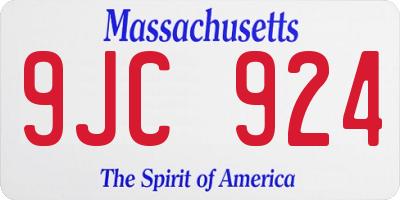 MA license plate 9JC924