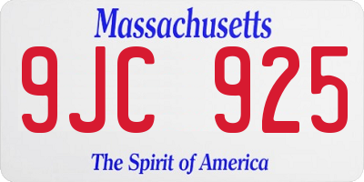 MA license plate 9JC925