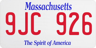 MA license plate 9JC926