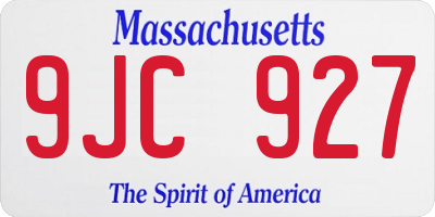 MA license plate 9JC927