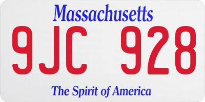 MA license plate 9JC928