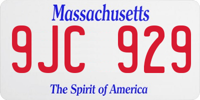 MA license plate 9JC929