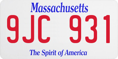 MA license plate 9JC931