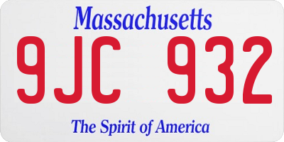 MA license plate 9JC932