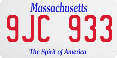 MA license plate 9JC933