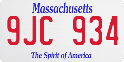 MA license plate 9JC934