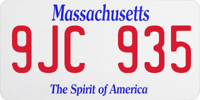 MA license plate 9JC935