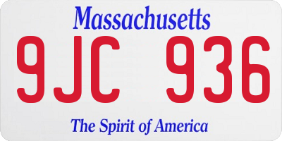 MA license plate 9JC936