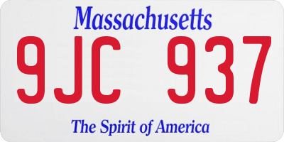 MA license plate 9JC937