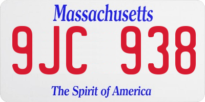 MA license plate 9JC938