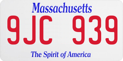 MA license plate 9JC939