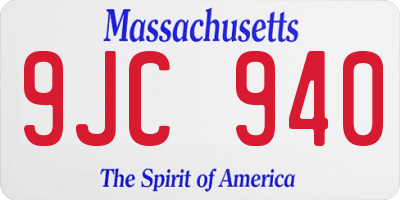 MA license plate 9JC940