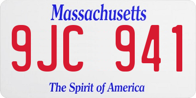 MA license plate 9JC941
