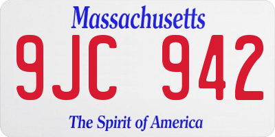 MA license plate 9JC942