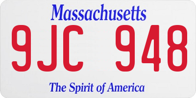 MA license plate 9JC948