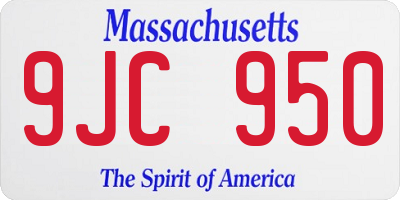 MA license plate 9JC950