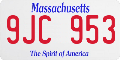 MA license plate 9JC953