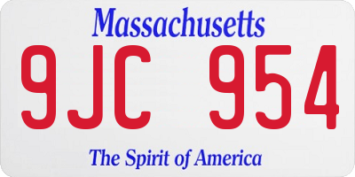 MA license plate 9JC954