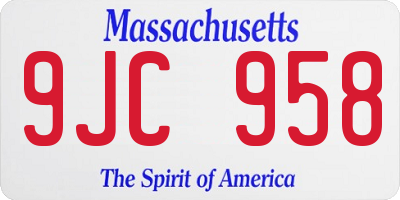 MA license plate 9JC958