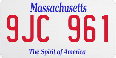 MA license plate 9JC961
