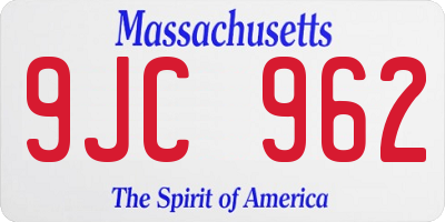 MA license plate 9JC962