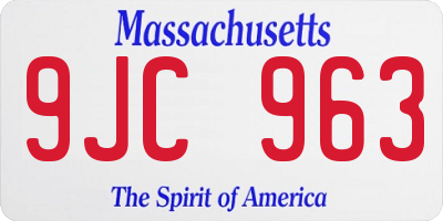 MA license plate 9JC963