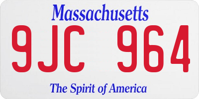 MA license plate 9JC964